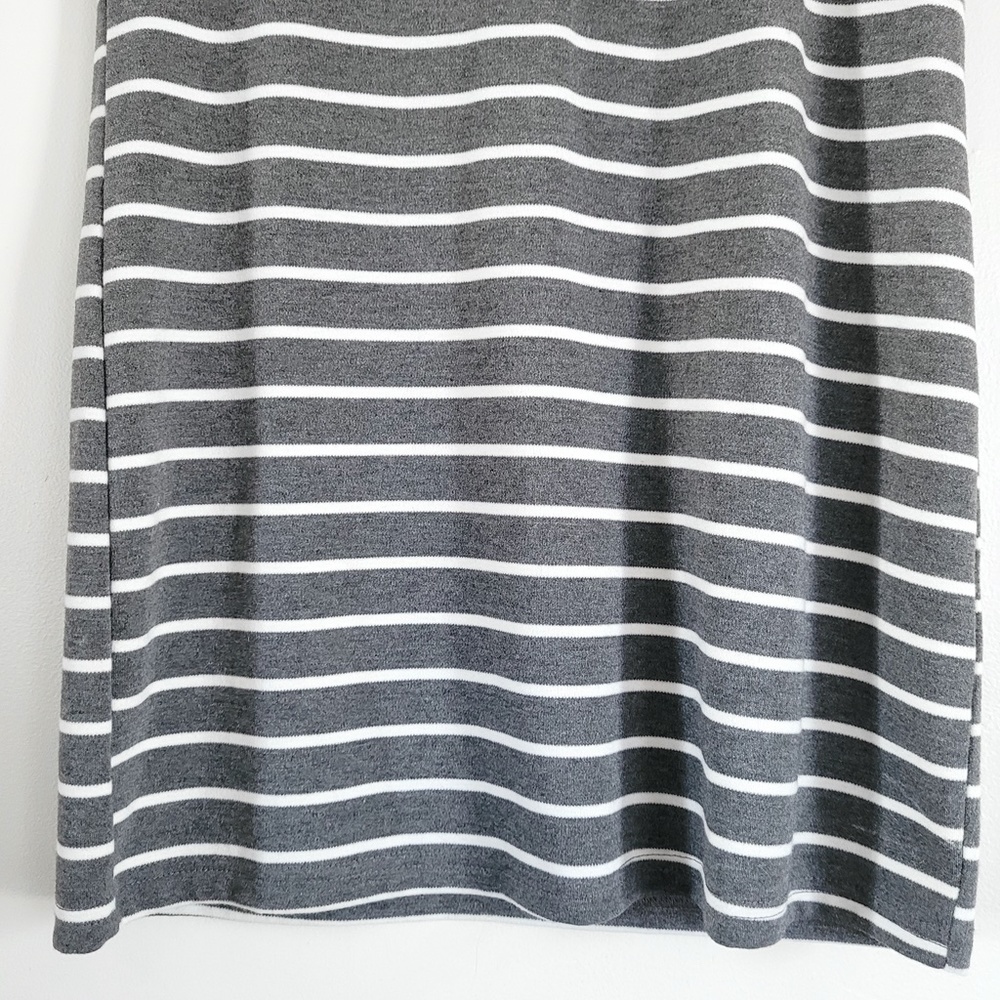 TOBI Gray & White Striped T Shirt Dress Ringer Short Sleeve Cotton Mini‎ // S - Picture 9 of 13